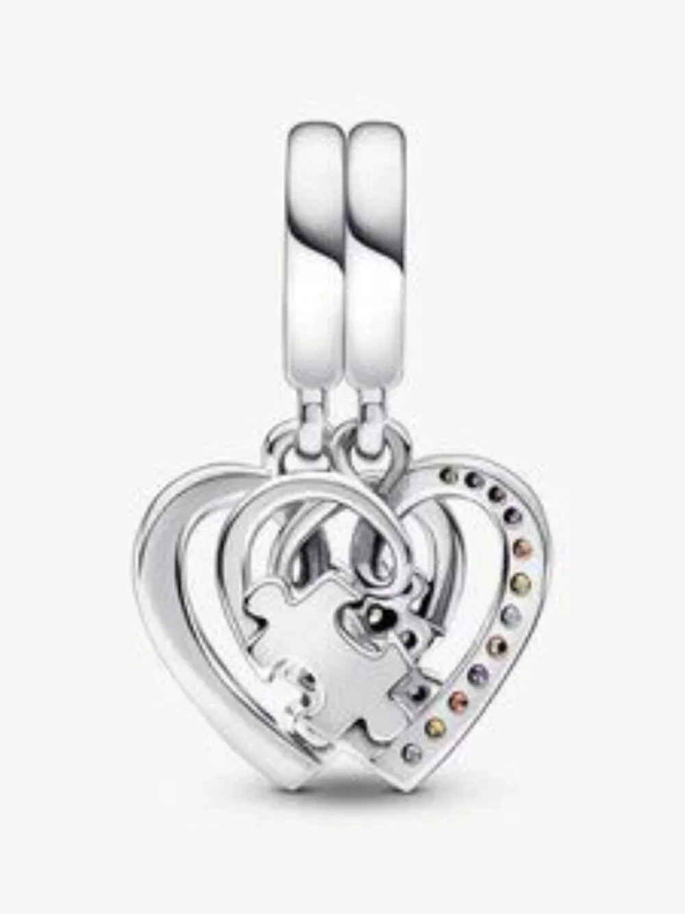 Pandora Puzzle Piece Hearts Splittable Friendship Dangle Charm